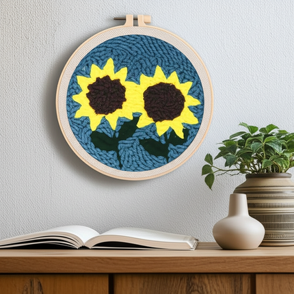 GATYZTORY Flowers Punch Needle Embroidery Starter Kits Embroidery Hoop Yarns For Adults Beginners Diy Gift Easy Handicraft - gallery 2