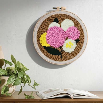 GATYZTORY Flowers Punch Needle Embroidery Starter Kits Embroidery Hoop Yarns For Adults Beginners Diy Gift Easy Handicraft - gallery 2