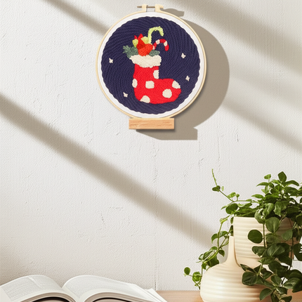 GATYZTORY DIY Punch Needle Embroidery Kit Santa Claus Snowman Frame Punch Set for Beginners Easy Handicraft DIY Christmas Gift - gallery 2