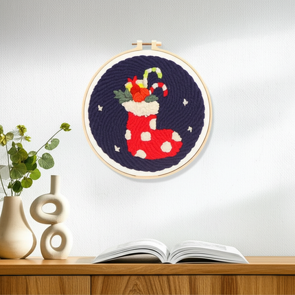 Cotton Embroidered Fabric Punch Needle Embroidery Kit Christmas Collection Easy DIY Play Punch Needle Kits Coarse Wool - gallery 2