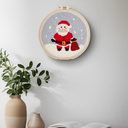 Cotton Embroidered Fabric Punch Needle Embroidery Kit Christmas Collection Easy DIY Play Punch Needle Kits Coarse Wool - gallery 2