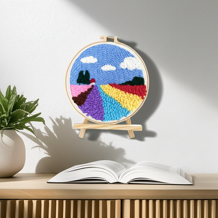 GATYZTORY DIY Landscape Pattern Punch Needle Embroidery Kit 20x20cm Frame Punch Set for Beginners Easy Handicraft DIY Decor Gift - gallery 2