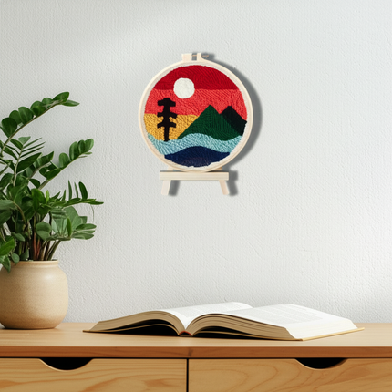 CHENISTORY Cartoon Landscape Punch Needle Embroidery Kit for Beginners Soft Yarn Needlework Embroidery Set Home Decor - gallery 2