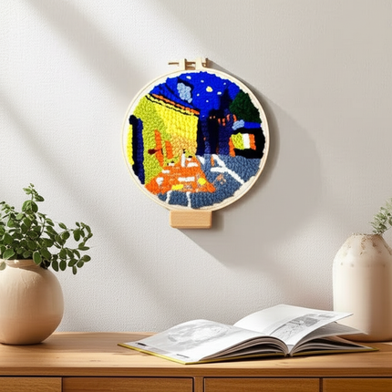 CHENISTORY Cartoon Landscape Punch Needle Embroidery Kit for Beginners Soft Yarn Needlework Embroidery Set Home Decor - gallery 2