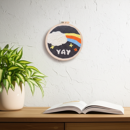 CHENISTORY Cartoon Landscape Punch Needle Embroidery Kit for Beginners Soft Yarn Needlework Embroidery Set Home Decor - gallery 2