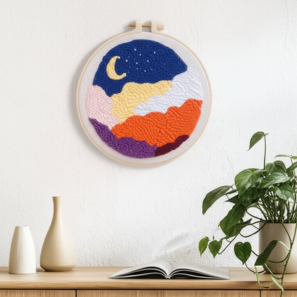 Moon Landscape Punch Needle Embroidery Kit for Beginners Soft Yarn Van Gogh Starry Sky Needlework Wall Painting Home Decor - gallery 2