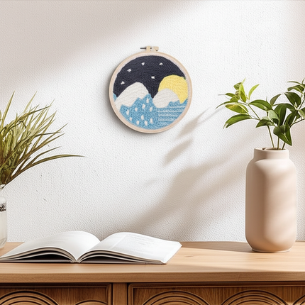 Moon Landscape Punch Needle Embroidery Kit for Beginners Soft Yarn Van Gogh Starry Sky Needlework Wall Painting Home Decor - gallery 2