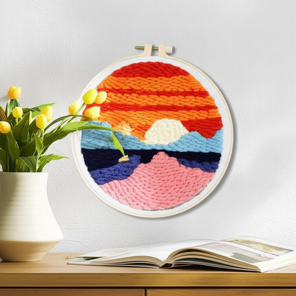 GATYZTORY DIY Landscape Pattern Punch Needle Embroidery Kit 20x20cm Frame Punch Set for Beginners Easy Handicraft DIY Decor Gift - gallery 2