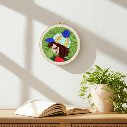 Punch Needle Kits Adults Beginner DIY Cute and Unique Cartoon Girl Hoop Embroidery Set for Beginners Perfect Gifts for Mom - gallery 2