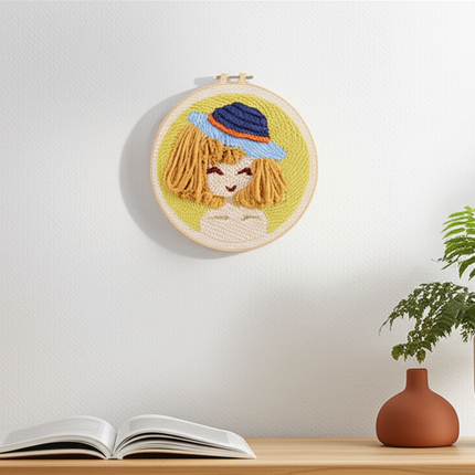 Punch Needle Kits Adults Beginner DIY Cute and Unique Cartoon Girl Hoop Embroidery Set for Beginners Perfect Gifts for Mom - gallery 2
