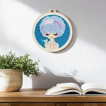 Punch Needle Kits Adults Beginner DIY Cute and Unique Cartoon Girl Hoop Embroidery Set for Beginners Perfect Gifts for Mom - gallery 2