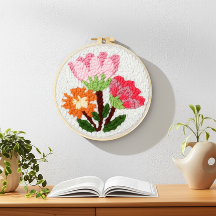 SDOYUNO Diy Punch Needle Embroidery Starter Kits For Beginner Flower Handicrafts Arts Poking Embroidery Yarn Painting Crafts - gallery 2