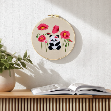 Embroidery Starter Kits with Panda Flowers Pattern and Instructions Color Threads and Needles Embroidery Kit for Beginners - gallery 2