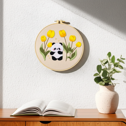 Embroidery Starter Kits with Panda Flowers Pattern and Instructions Color Threads and Needles Embroidery Kit for Beginners - gallery 2