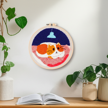 Punch Needle Starter Kit Animal Cat Floral Rug Hooking Beginner Set Adjustable Embroidery Pen Hoop for Kids Adults Craft Gift - gallery 2