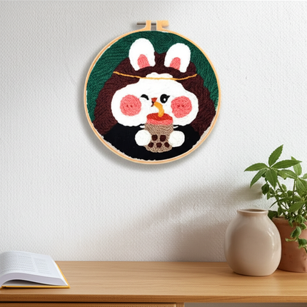 Punch Needle Starter Kit Animal Cat Floral Rug Hooking Beginner Set Adjustable Embroidery Pen Hoop for Kids Adults Craft Gift - gallery 2