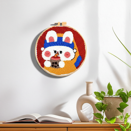 Punch Needle Starter Kit Animal Cat Floral Rug Hooking Beginner Set Adjustable Embroidery Pen Hoop for Kids Adults Craft Gift - gallery 2