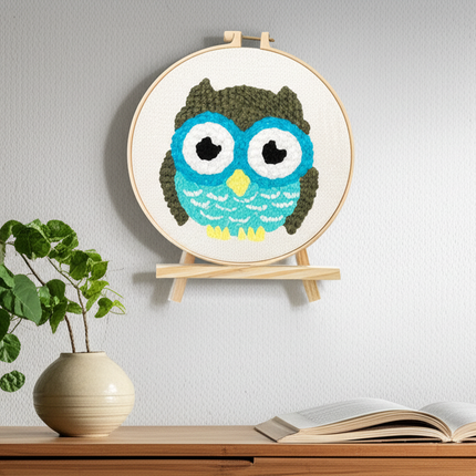 CHENISTORY Owl Punch Needle Embroidery Kits Sewing Kit Needlework Cross Stitch Beginner Kits For Adult Funny Needlework 20x20cm - gallery 2