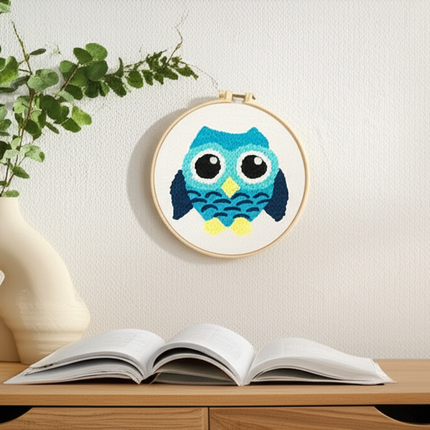 CHENISTORY Owl Punch Needle Embroidery Kits Sewing Kit Needlework Cross Stitch Beginner Kits For Adult Funny Needlework 20x20cm - gallery 2