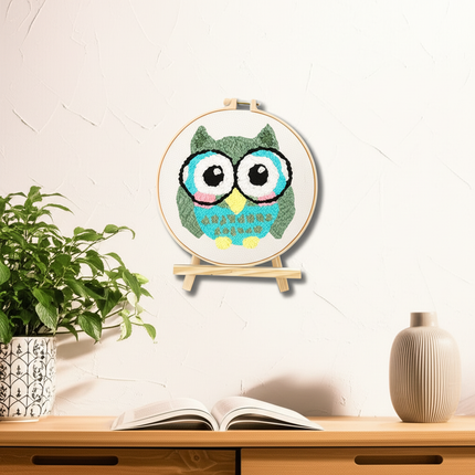 CHENISTORY Owl Punch Needle Embroidery Kits Sewing Kit Needlework Cross Stitch Beginner Kits For Adult Funny Needlework 20x20cm - gallery 2