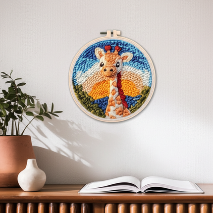 DIY Punch Needle Kits for Beginners Cute Animal with Hoop Embroidery Punch Needle Starter Craft Set Giraffe Festival Gift - gallery 2