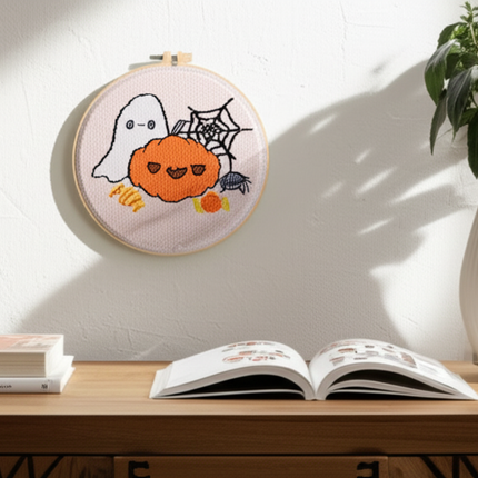 Halloween Holiday Gift Pattern Pumpkin Ghost Punch Needle Rug Punch Kit Ideal Craft Gift for Kids and Adults - gallery 2