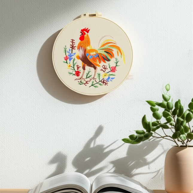 Big Rooster Embroidery Kit with CN/EN Instructions,Needles,Thread, Stamped Coth for DIY Craft Gift - gallery 2
