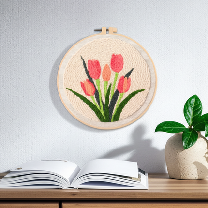 Tulip Sunflower Punch Needle&Rug Punch Kit with EN Instructions Yarn Thread Stamped Cloth Pen for DIY Gift - gallery 2