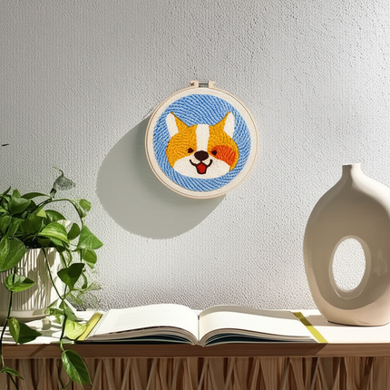 CHENISTORY Punch Needle Embroidery Kit Cartoon Cute Animals Package Diy Crafts Sewing Embroidery Poke Handmade DIY Craft - gallery 2