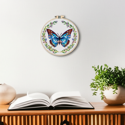 Butterfly Broidery Kit with flower Embroidery Kit for Beginners Needles Enough Embroidery Thread - gallery 2