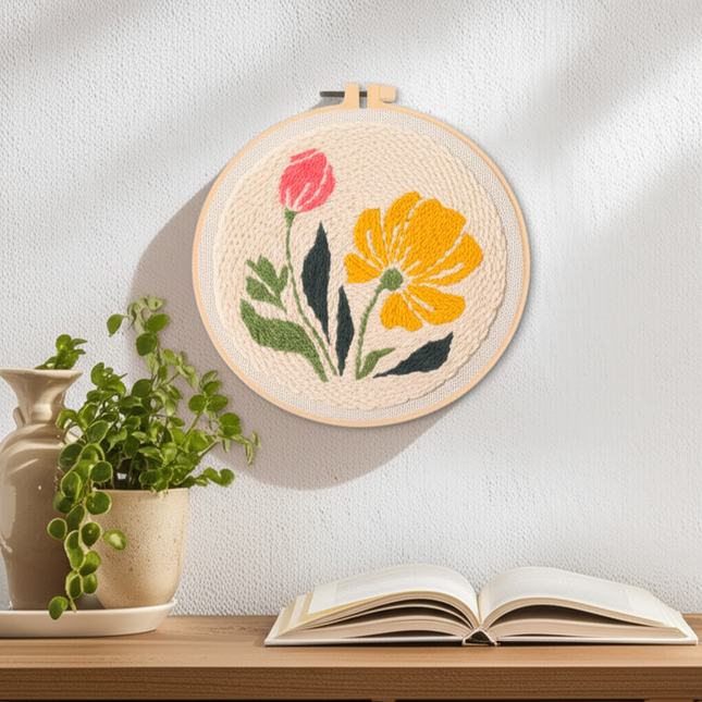 Tulip Sunflower Punch Needle&Rug Punch Kit with EN Instructions Yarn Thread Stamped Cloth Pen for DIY Gift - gallery 2