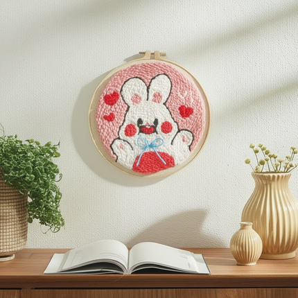 Magic Punch Needle Set Embroidery Starter Kit Circle Rabbit Hooking Beginner  Pock Pen Hoop For Kids Adults Diy Craft Gift - gallery 2
