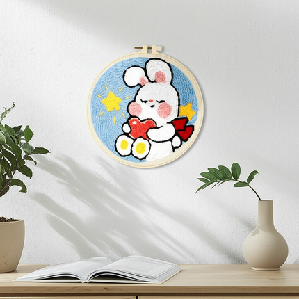 Magic Punch Needle Set Embroidery Starter Kit Circle Rabbit Hooking Beginner  Pock Pen Hoop For Kids Adults Diy Craft Gift - gallery 2