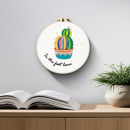 Embroidery Starter Kits for Adults Beginners with Stamped Pattern, Embroidery Floss + Needles + Hoop, Cactus Series - gallery 2