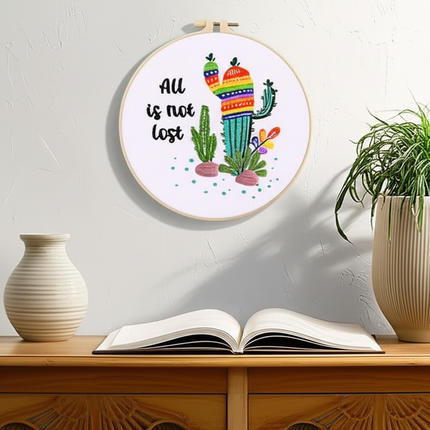 Embroidery Starter Kits for Adults Beginners with Stamped Pattern, Embroidery Floss + Needles + Hoop, Cactus Series - gallery 2