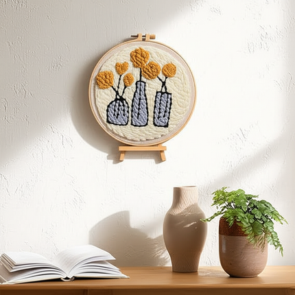 DIY Punch Needle Embroidery Kit with Yarn Floral Pattern Starter Kit Magic Tufting Set Poking Cross Stitch Tools For Knitting - gallery 2
