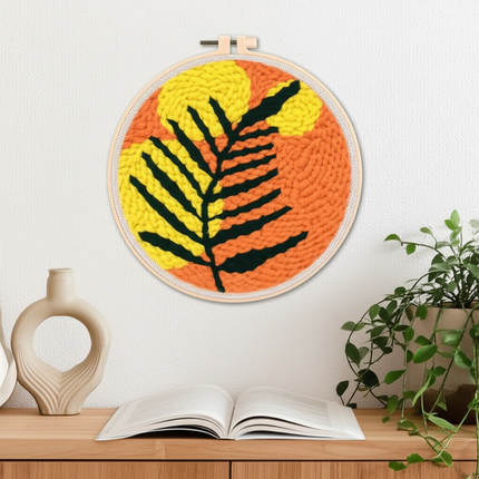 Diy Punch Needle Embroidery Starter Kits For Beginner Leaves Pattern Funny Easy Yarn Painting Arts DIY Needlework Set Sewing Kit - gallery 2