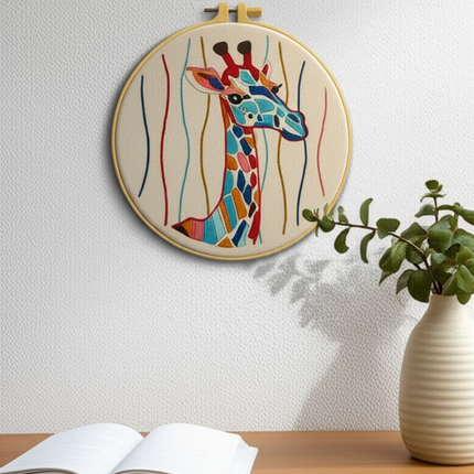 Cute Cartoon Giraffe Animal Embroidery kit for DIY Crafter with Thread Needle Instructions Cross Stich Kit DIY Gift - gallery 2