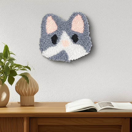 DIY Punch Needle Coaster Starter Kits Cute Cat Needlework Wool Poke Magic Embroidery Needle Kit Yarn for Beginners Home Decor - gallery 2