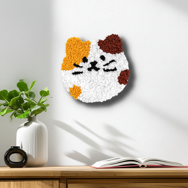 DIY Punch Needle Coaster Starter Kits Cute Cat Needlework Wool Poke Magic Embroidery Needle Kit Yarn for Beginners Home Decor - gallery 2