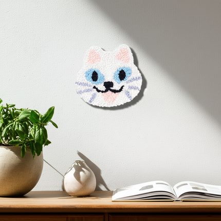DIY Punch Needle Coaster Starter Kits Cute Cat Needlework Wool Poke Magic Embroidery Needle Kit Yarn for Beginners Home Decor - gallery 2