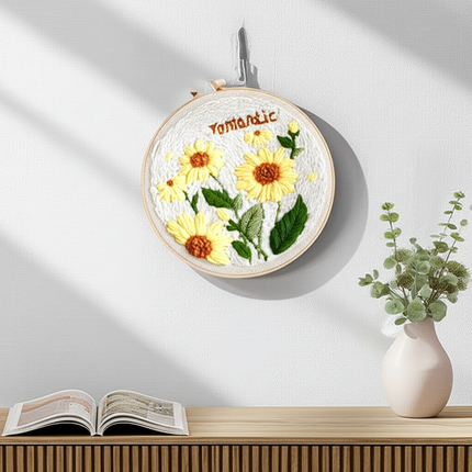 20x20cm Punch Needle Embroidery Starter Kits For Beginners Punch Needle Embroidery Hoops Flowers  Animals Picture Diy Crafts - gallery 2