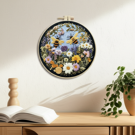 Flower Bee Embroidery Kit for Adult Cross Stitch Set for Hand with Animal Patterns and Instructions DIY with Threads and Needles - gallery 2
