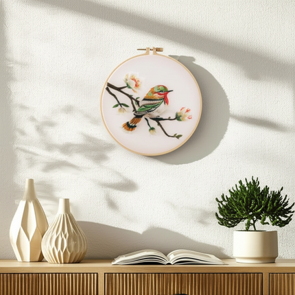 Chinese Wind Bird Flower Pattern Embroidery Kit with Instruction Needle Cloth with Pattern for DIY Craft Kit Home Decor - gallery 2