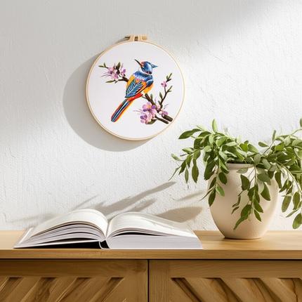 Chinese Wind Bird Flower Pattern Embroidery Kit with Instruction Needle Cloth with Pattern for DIY Craft Kit Home Decor - gallery 2