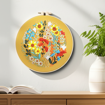 Flower Embroidery Kit with Instructions Needles Thread Cross Stitch Kit for Beginner Floral Kit DIY Craft Home Decor - gallery 2