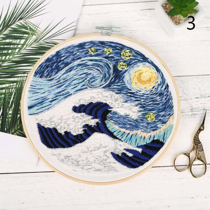 Hot Flower Embroidery Hoop Cross Stitch Kit Christmas Ornament Needle Punch Thread DIY Crafts Sewing Accessories for Beginners