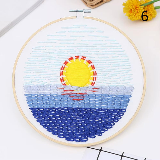 Hot Flower Embroidery Hoop Cross Stitch Kit Christmas Ornament Needle Punch Thread DIY Crafts Sewing Accessories for Beginners
