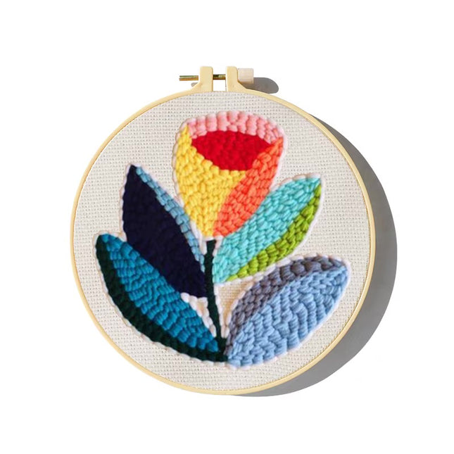 Simple Pattern Punch Needle Embroidery Kit for Beginners Kids DIY Needlework Wool Work Decorative Paintings Home Decor