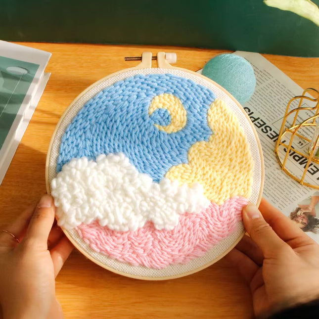 GATYZTORY DIY Punch Needle Embroidery Kits Craft Rug for Starter Kits with Stamped Needlework Package Yarn and Embroidery Needle